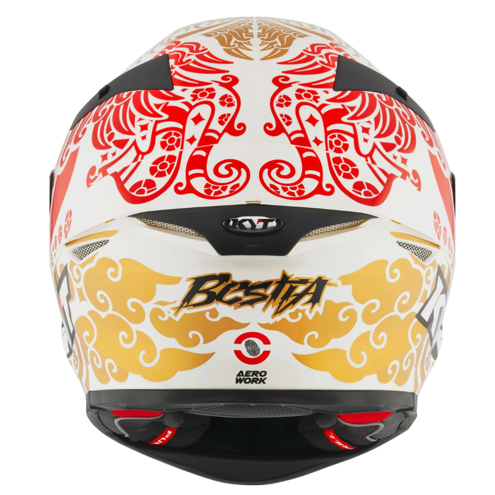 KYT TT Revo Enea Indonesia 2023 White Pearl helmet rear view