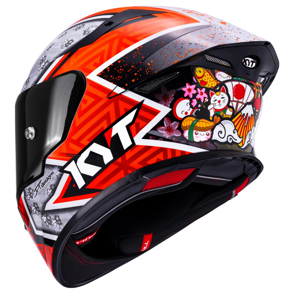 KYT TT Revo Gino Rea Replica Gloss helmet visor detail