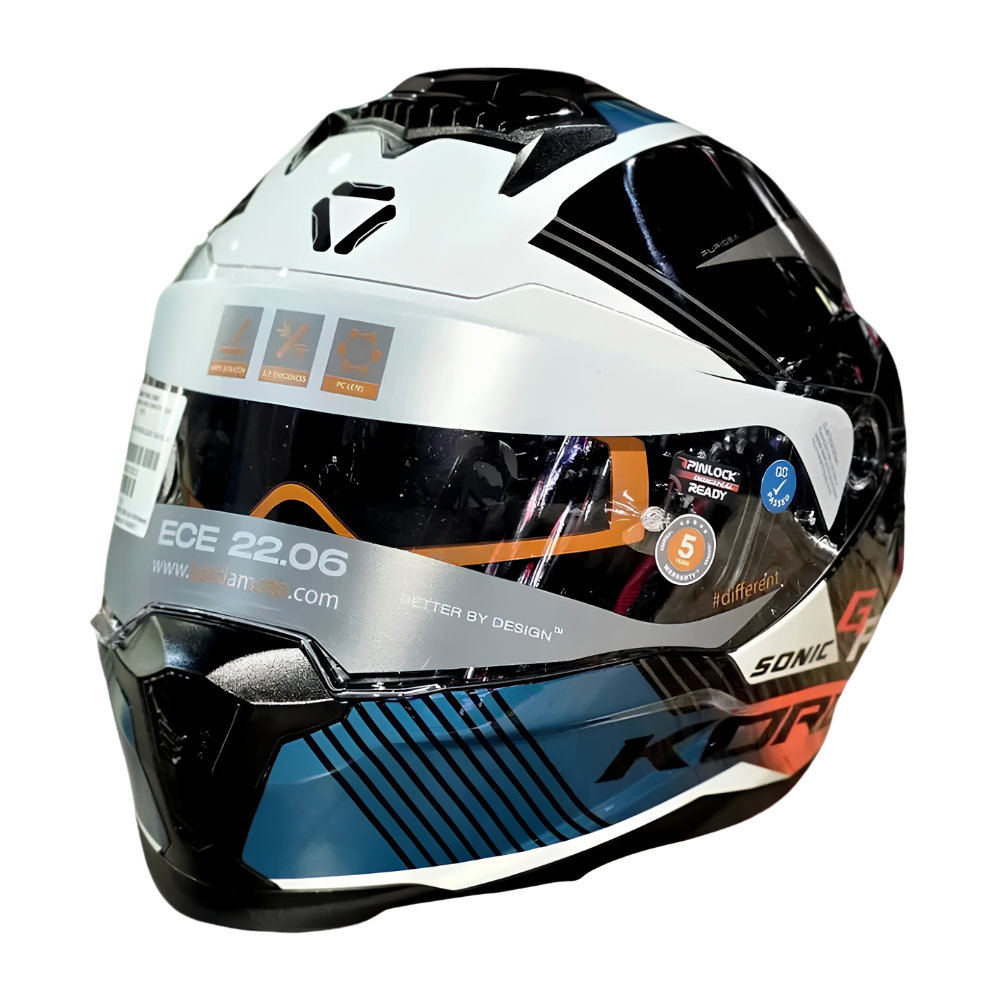 Korda Sonic Furiosa Gloss Orange full face motorcycle helmet side view