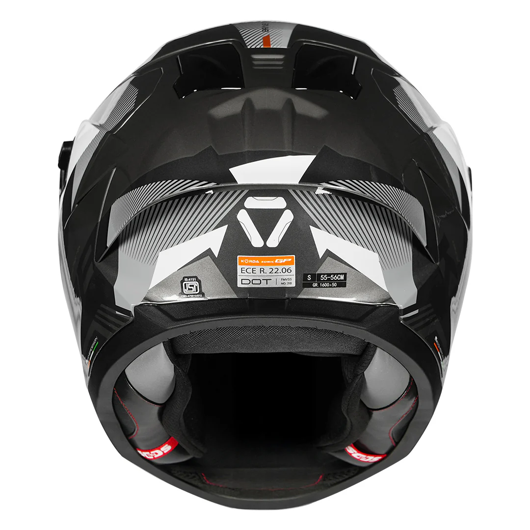 Korda Sonic GP Brave full-face motorcycle helmet - Back View