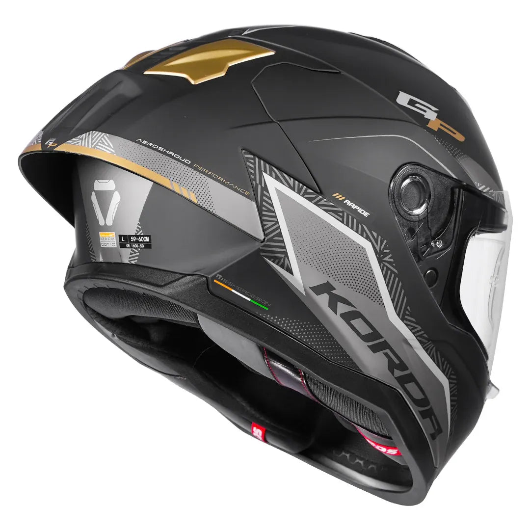 Korda Sonic GP Rapide Helmet Gold Rear View 