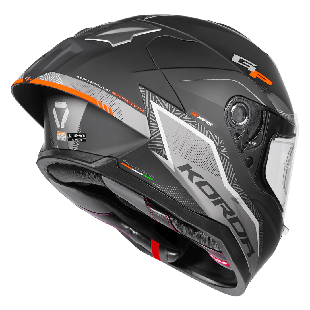 Korda Sonic GP Rapide Orange Motorcycle Helmet