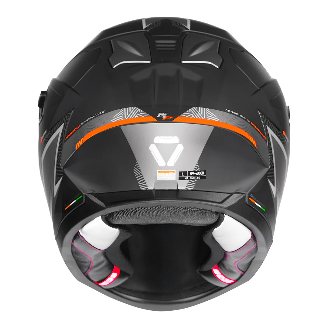 Korda Sonic GP Rapide Helmet Orange Rear View 
