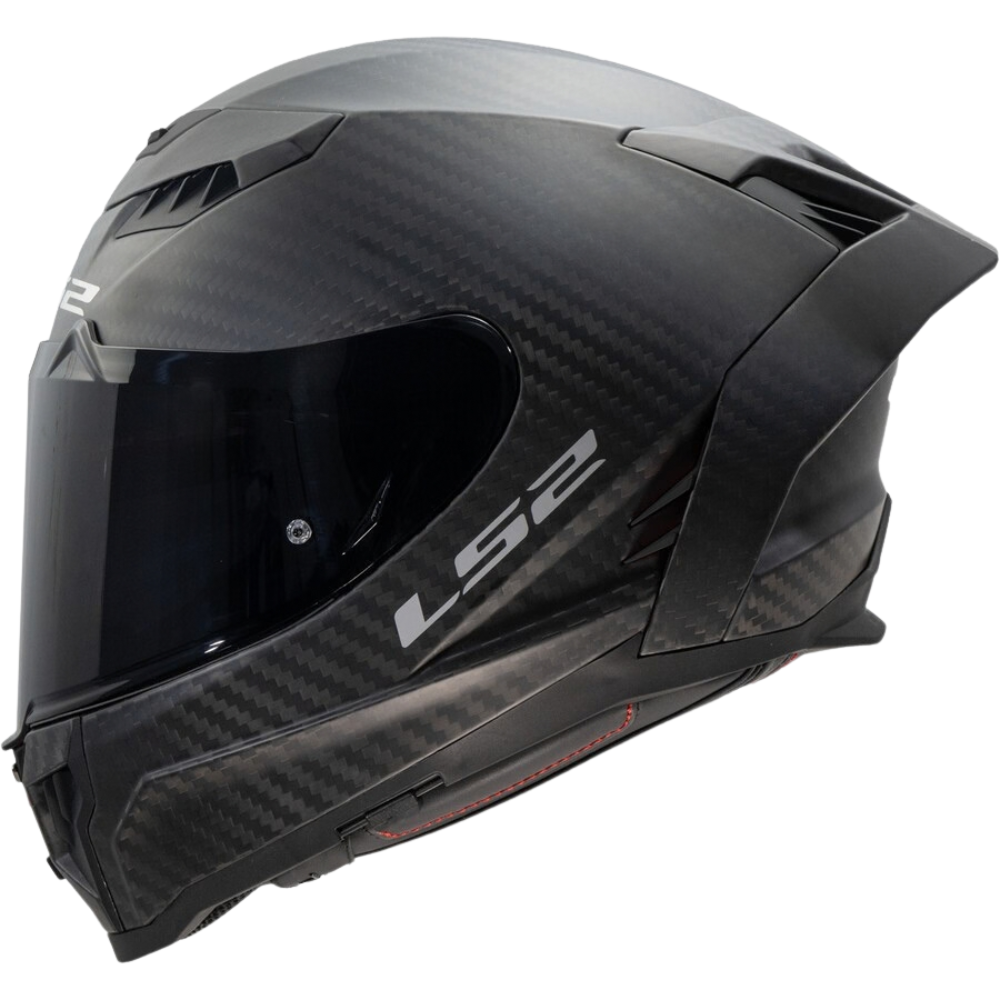 LS2 FF807 Dragon 6K Carbon Sport-Touring Helmet Side Profile on White Background Showing Tinted Visor and Rear Spoiler | 6KIOM