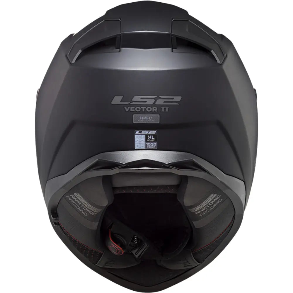 LS2 FF811 Vector II helmet showing chin and top ventilation vents with aerodynamic styling.