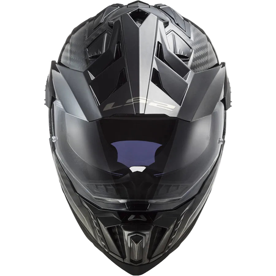 Black and gray motorcycle helmet on a light gray background