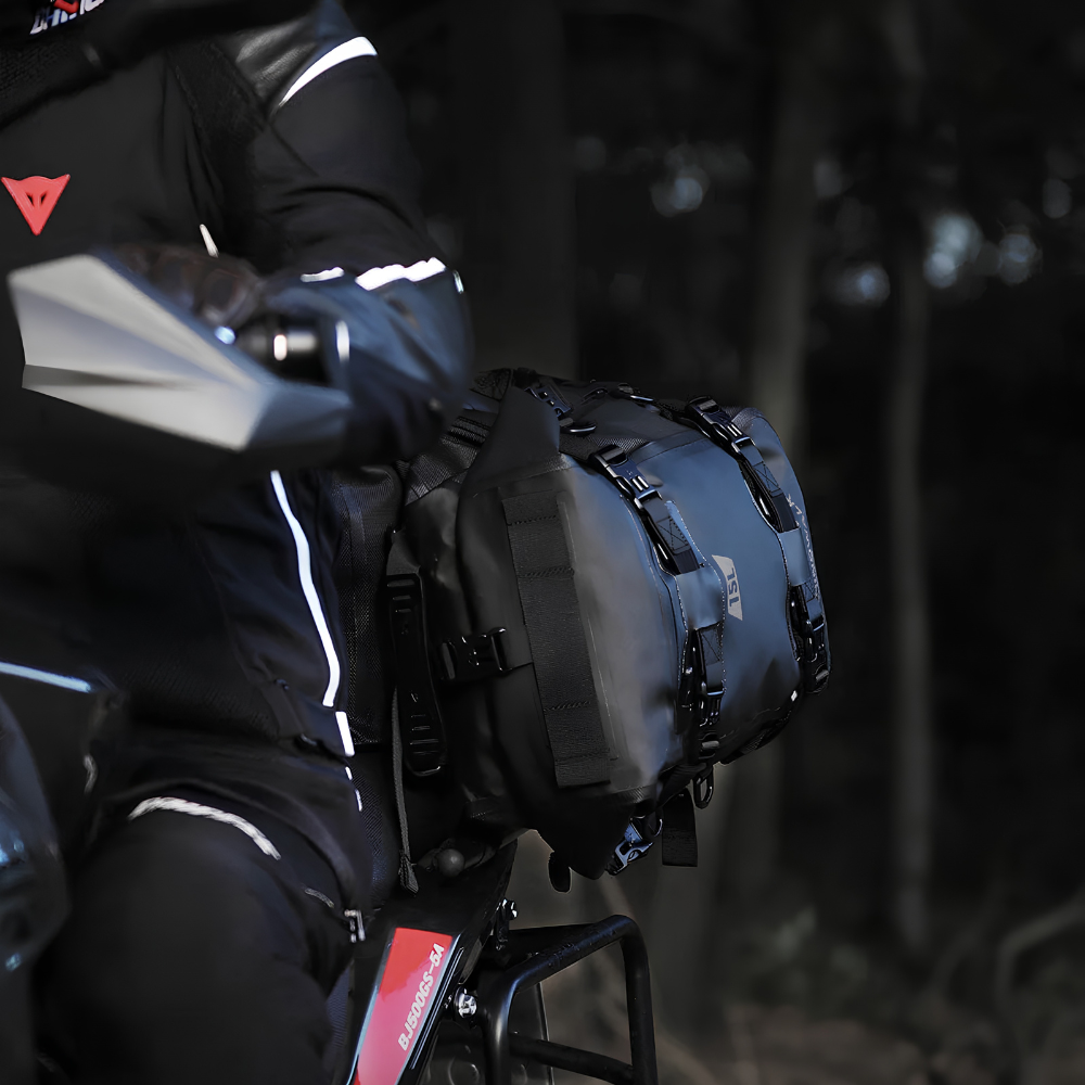 Rhinowalk Modular Motorcycle Dry Bag 15L Black Side Bag Secured with Adjustable Buckle Straps on Motorcycle | 6KIOM