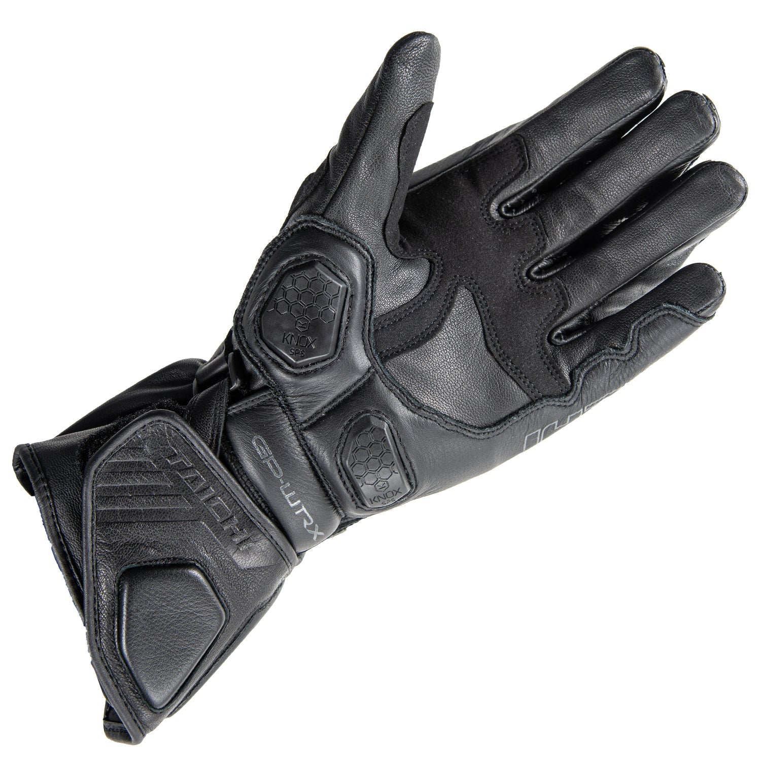 RS Taichi GP-WRX Black leather racing gloves with hard knuckle protection