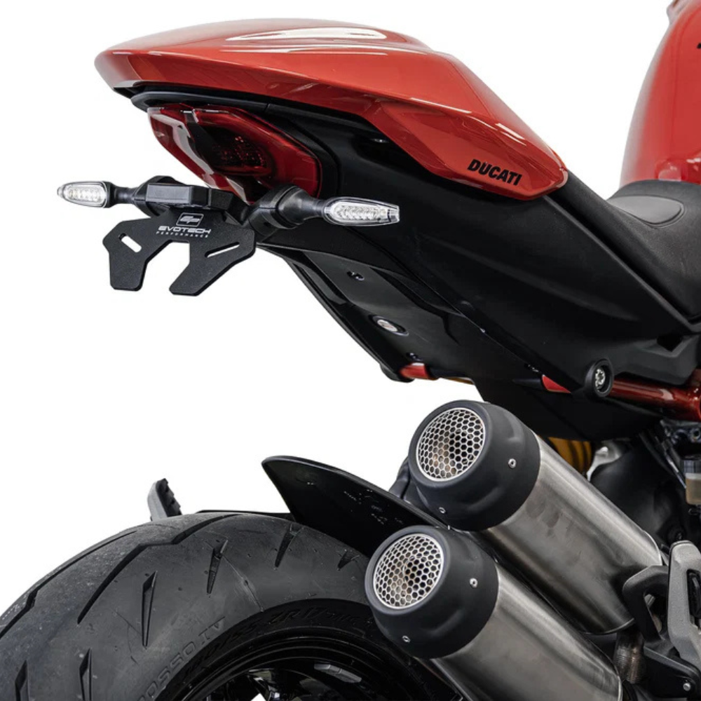 Evotech Tail Tidy with OEM indicators and licence plate light for Ducati Monster V2