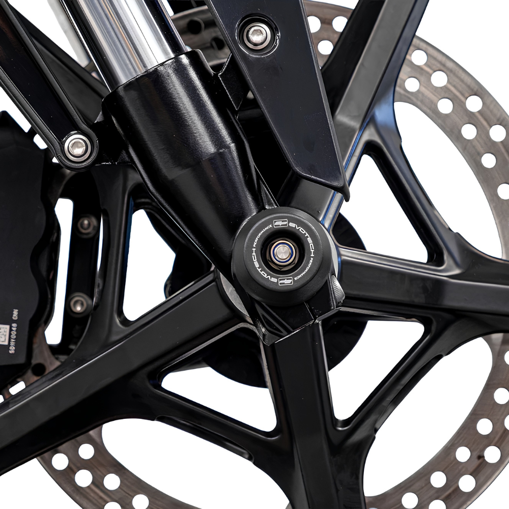 BMW F 450 GS (2026+) Evotech Performance Fork Slider close-up, motorcycle front end