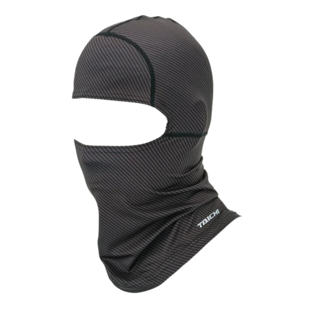 Black balaclava with a brand logo on a white background