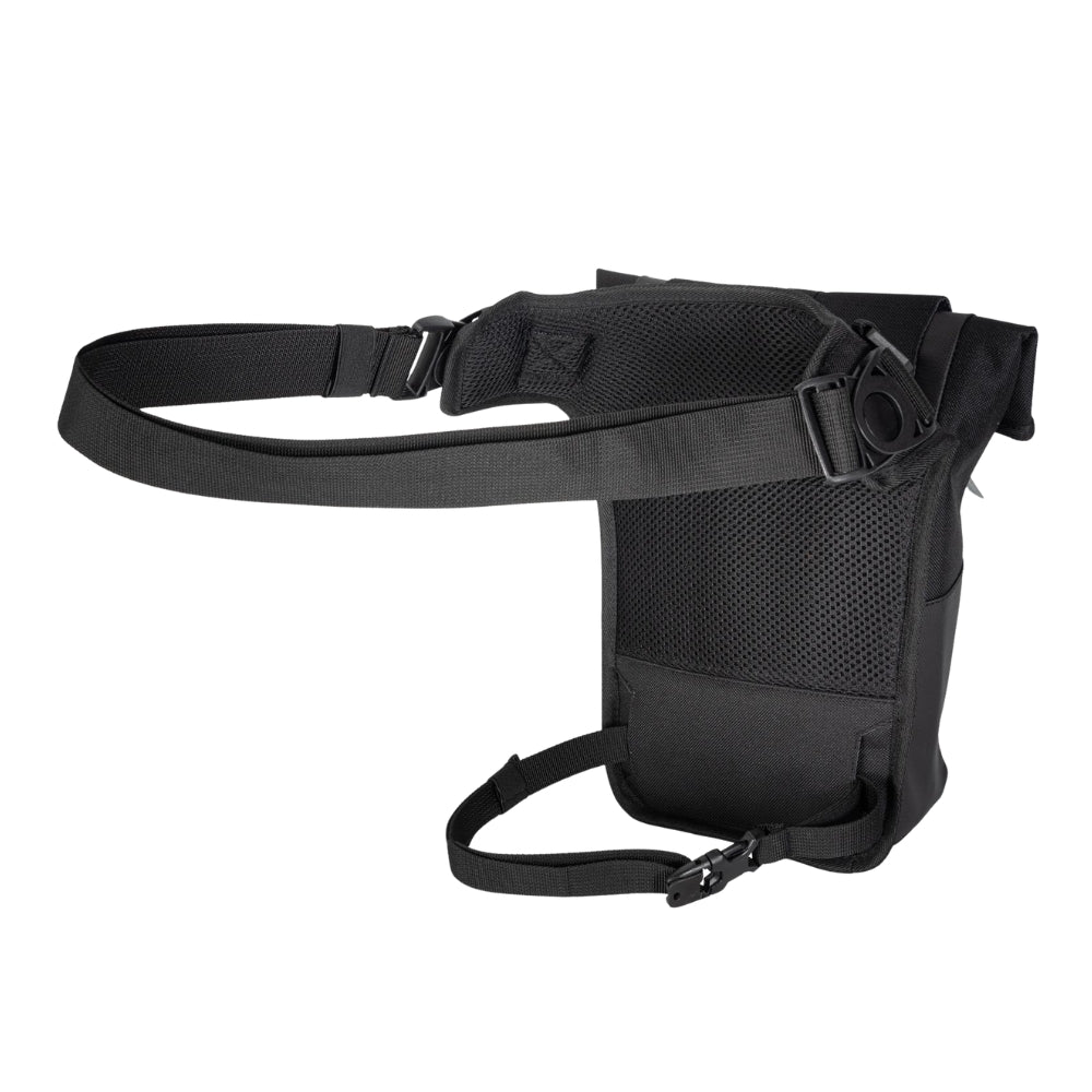 Black tactical waist bag on a white background