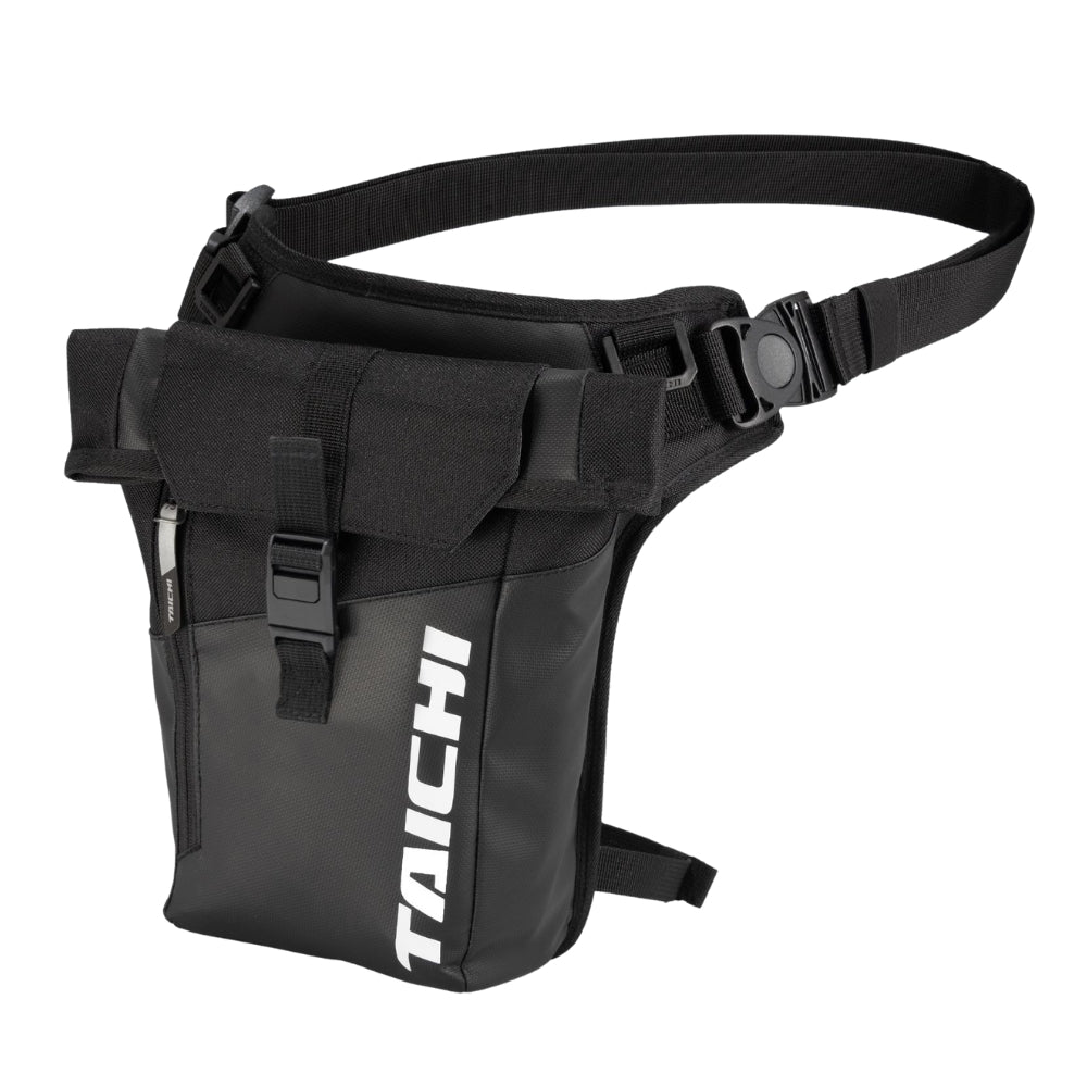 Black waist bag with 'TAICHI' branding on a white background