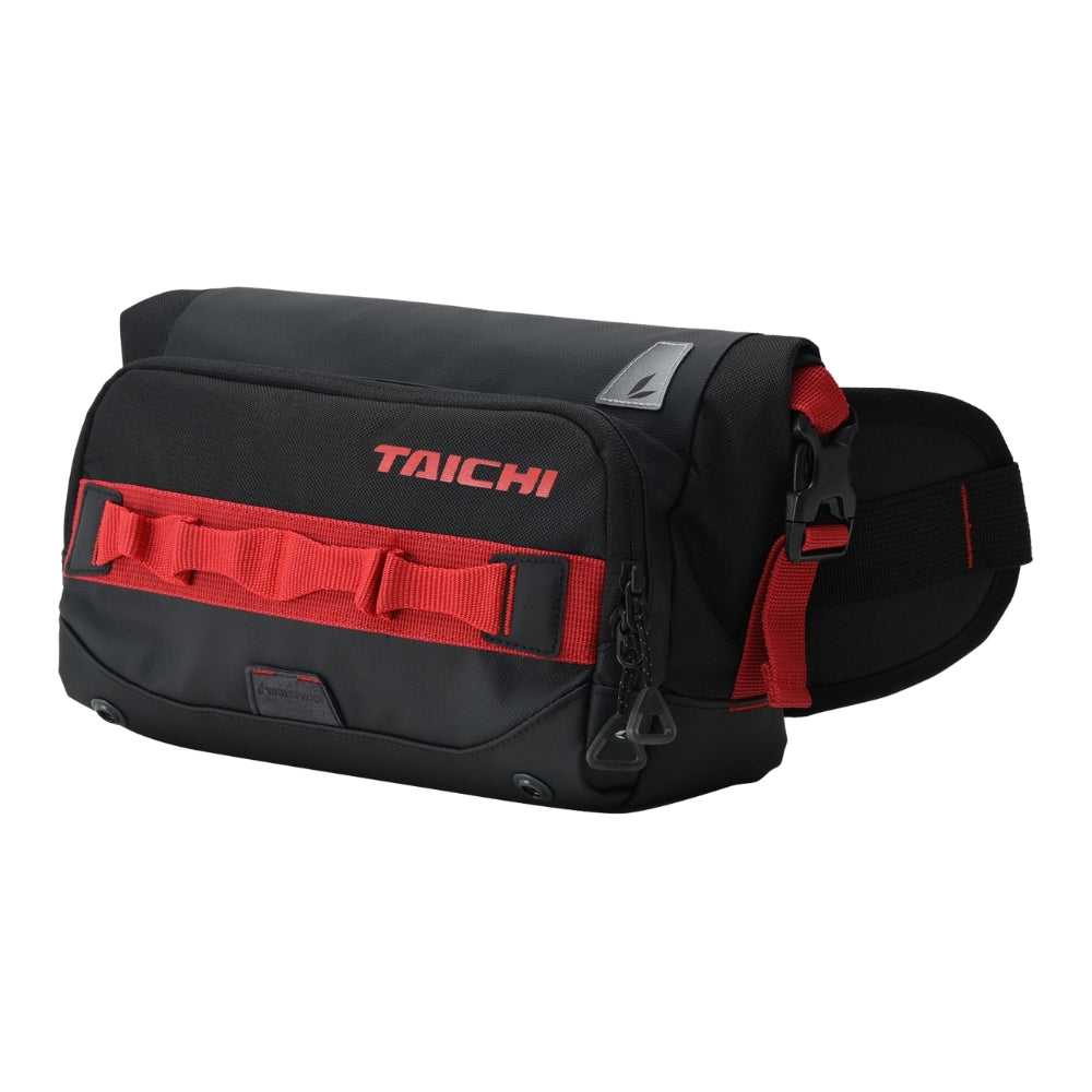 Black and red waist bag with 'TAICHI' branding on a white background