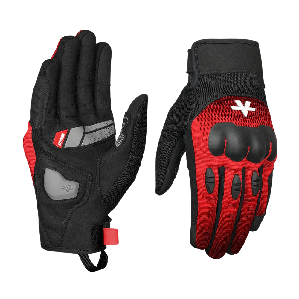 Viaterra Miller red urban motorcycle riding glove with knuckle protection