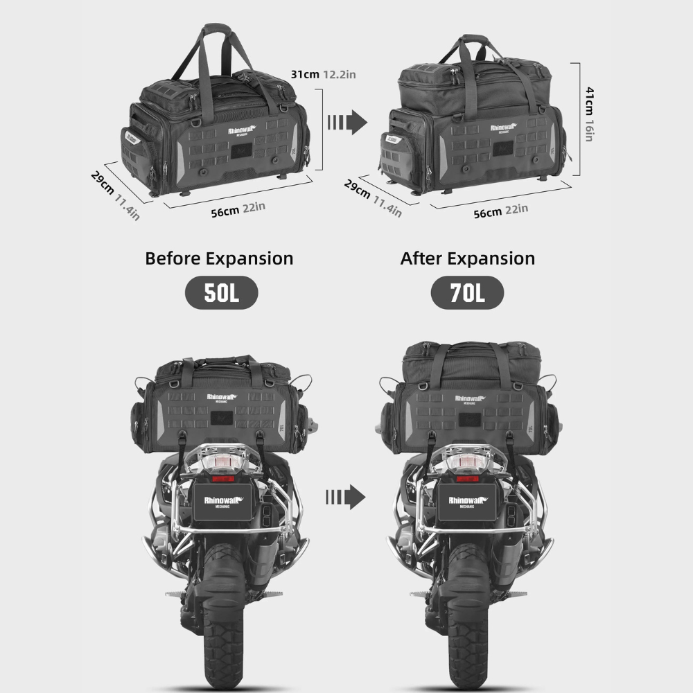 Rhinowalk MJX2003BK motorcycle bag with four mounting straps