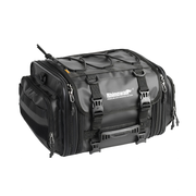 Rhinowalk MT4026 19-26L Expandable Tail Bag front three-quarter view with buckle closures and zippered compartments in black | 6KIOM