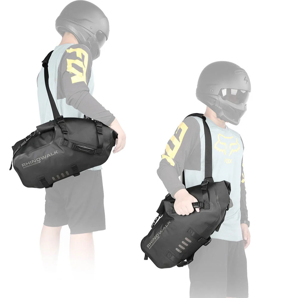 Rhinowalk rackless motorcycle pannier bags with optional MTR004 in Sholuder View