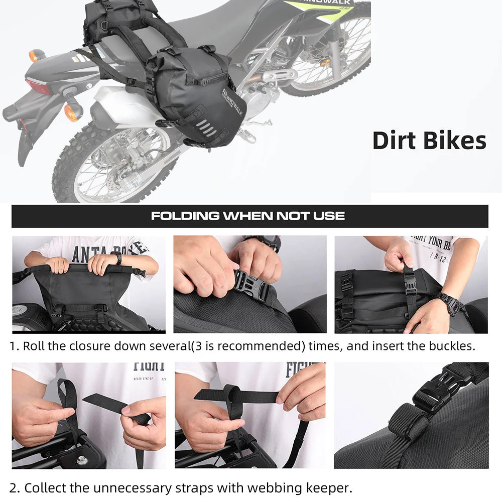 Rhinowalk motorcycle pannier bags with carry handles and shoulder straps for easy transport