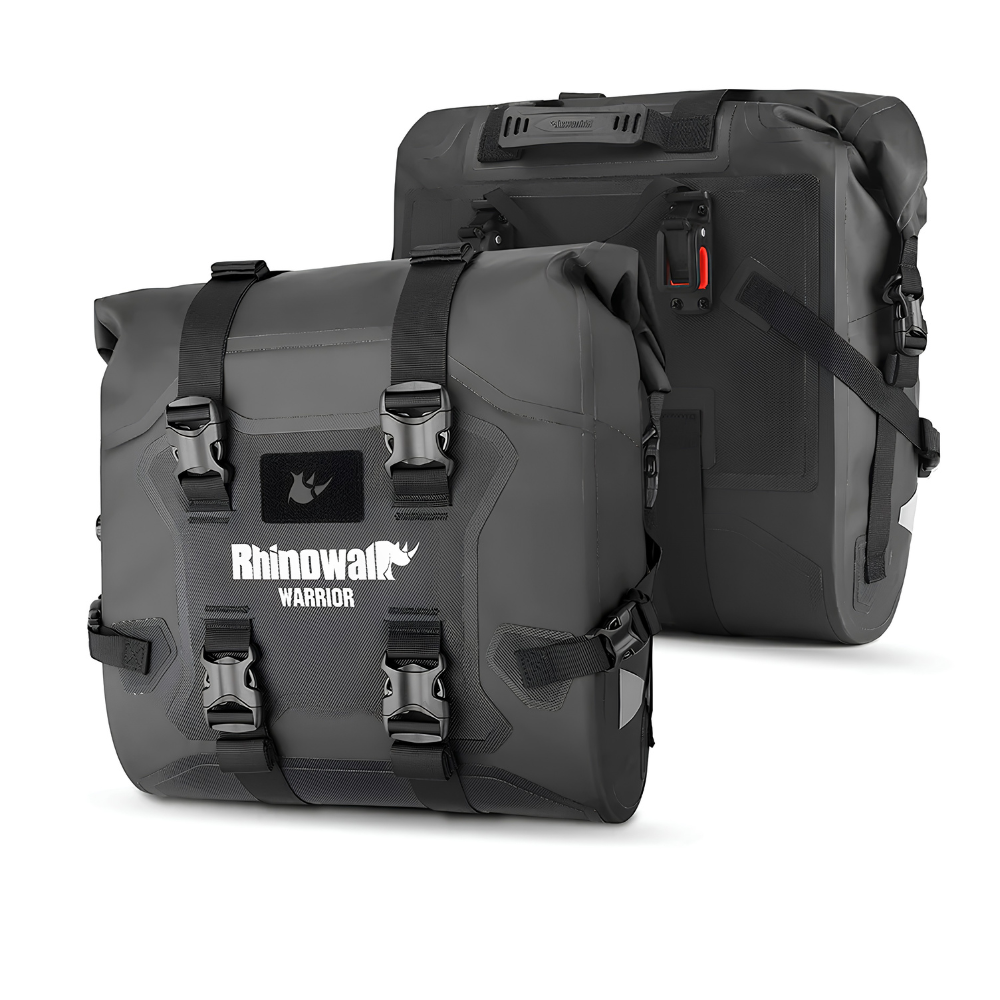 Rhinowalk Warrior Series 24L waterproof motorcycle side bag in Black for touring and adventure riding