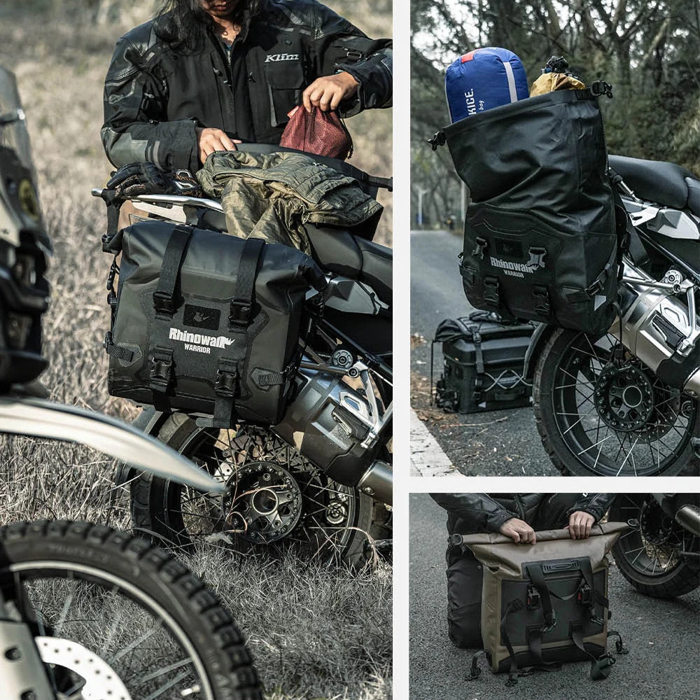 Rhinowalk MYS2406 24L motorcycle luggage side bag available in Black and Brown colour options