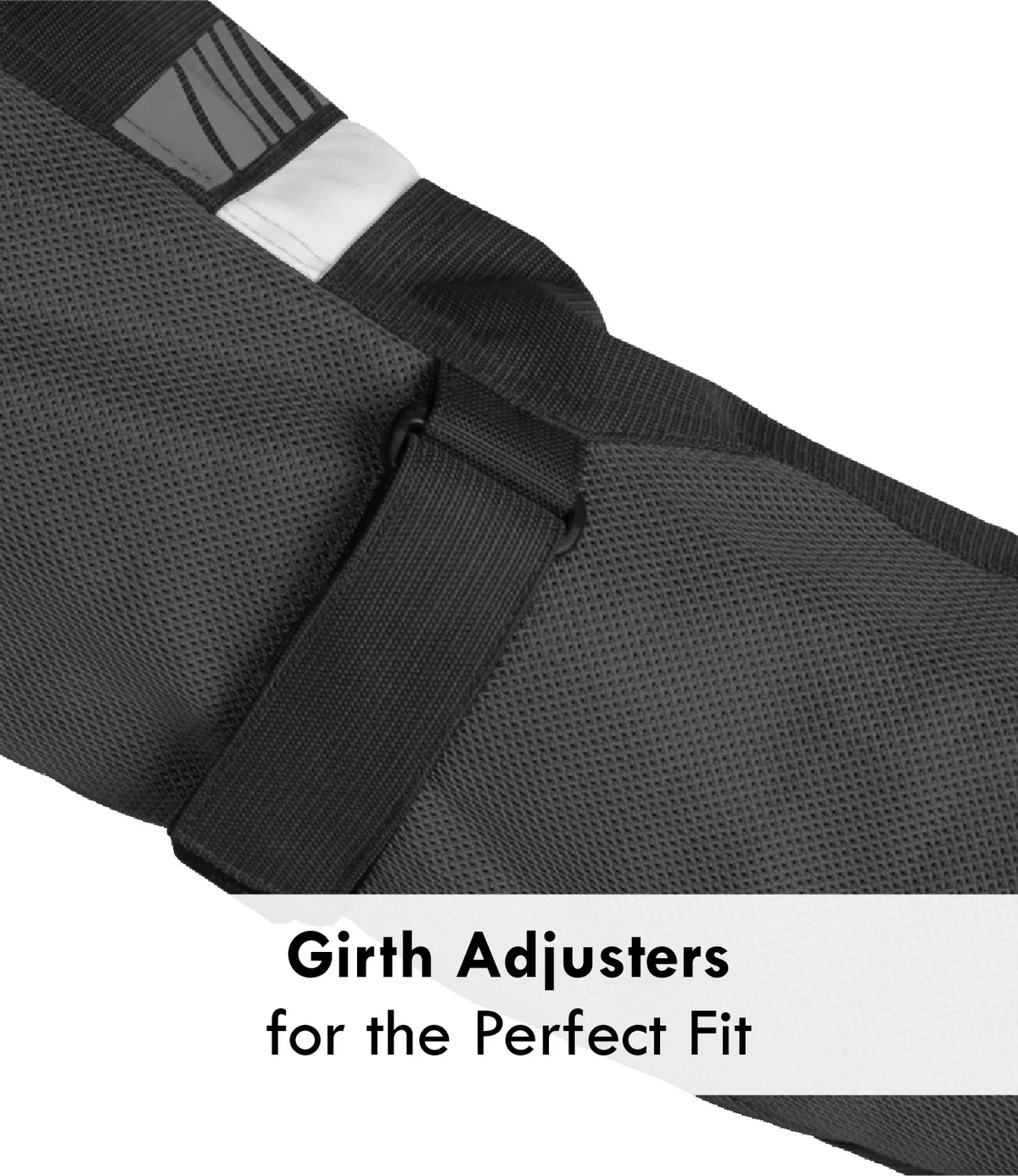 Black mesh bag with girth adjuster on a white background - Black White