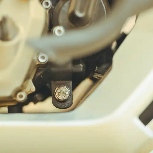 Side view of crash guard on TVS Apache RTX 300