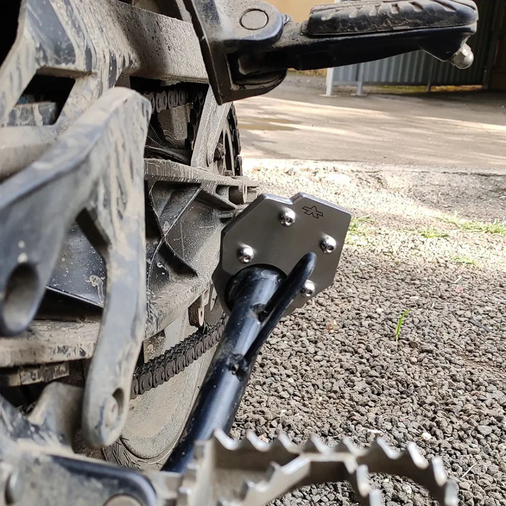 Viaterra KTM 390 Adventure side stand extender for soft terrain