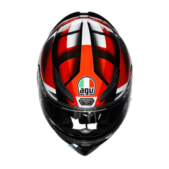 AGV K1 S Helmet FastLap top view in Black Red Blue with adjustable air vents | 6KIOM