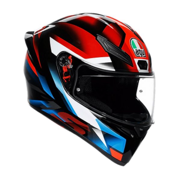 AGV K1 S Helmet FastLap side view in Black Grey Red with Aero Spoiler | 6KIOM