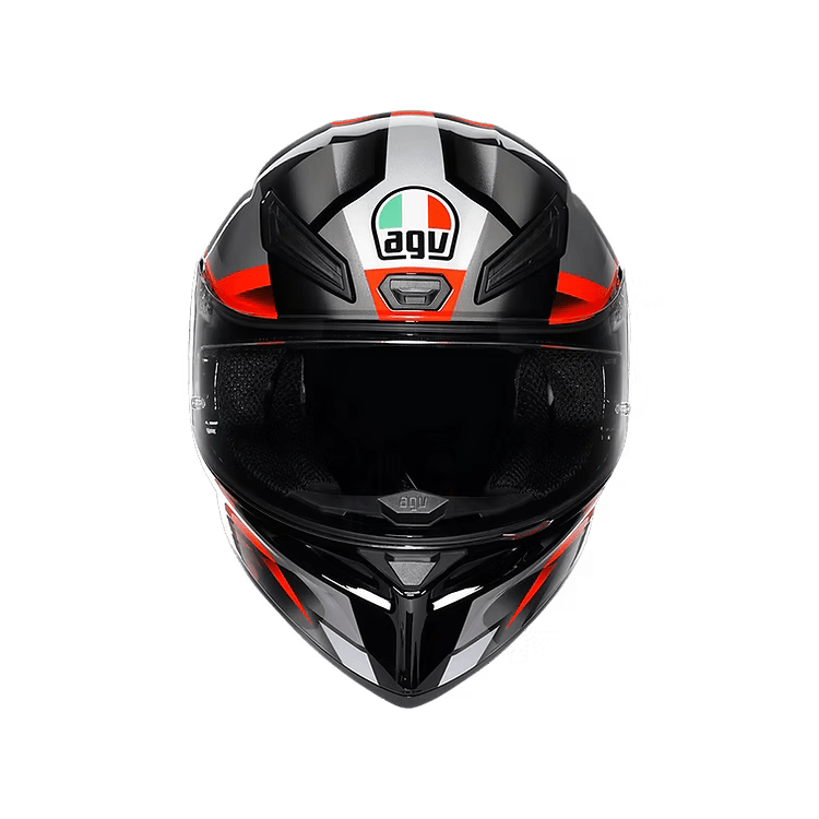 AGV K1 S Helmet FastLap front view in Black Grey Red with aerodynamic shell | 6KIOM