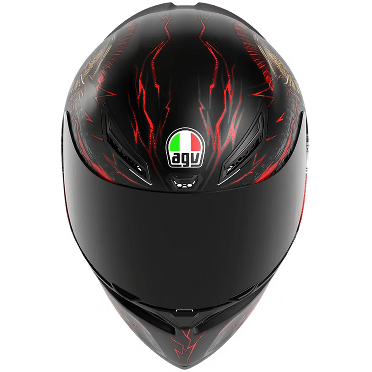 AGV K1 S Izan Helmet front view in Orange Yellow with aerodynamic shell | 6KIOM