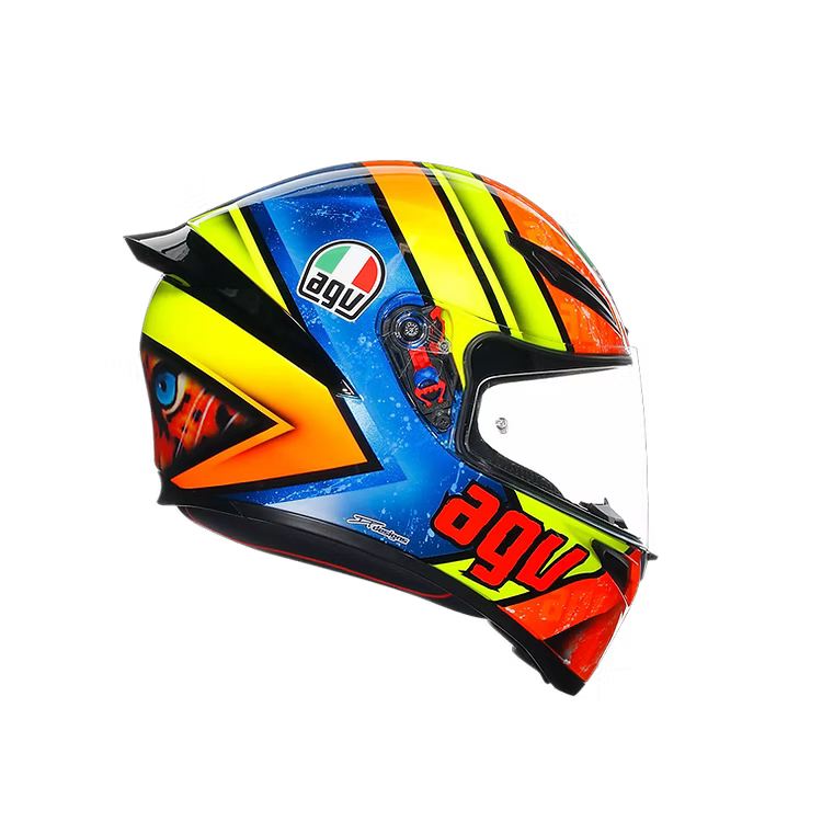 AGV K1 S Izan Helmet side view in Orange Yellow with Aero Spoiler | 6KIOM