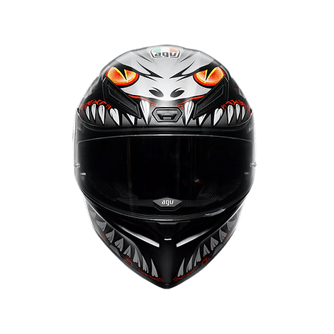 AGV K1 S Lyzard Helmet front view in Black Grey Red with adjustable air vents | 6KIOM