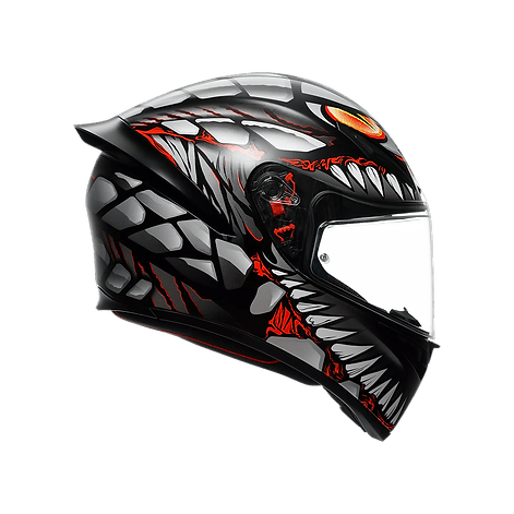 AGV K1 S Lyzard Helmet side view in Black Grey Red with Aero Spoiler | 6KIOM