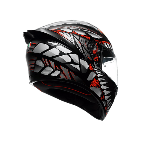 AGV K1 S Lyzard Helmet rear view in Black Grey Red with rear air extractors | 6KIOM