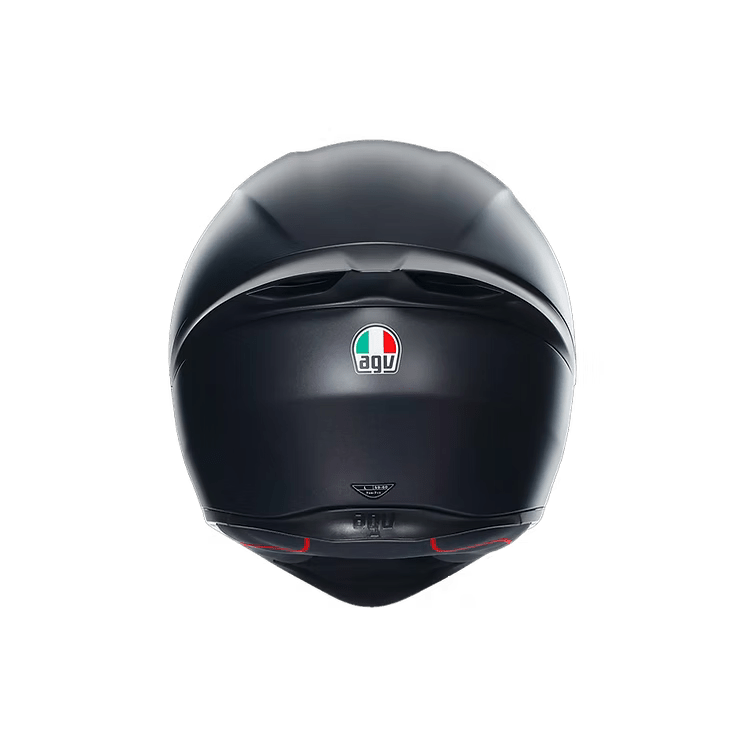 AGV K1 S Helmet Matt Black backview with aerodynamic shell and integrated spoiler | 6KIOM