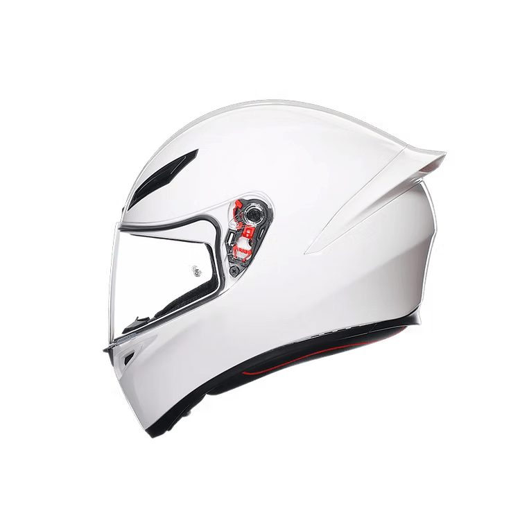 AGV K1 S White Helmet side view with integrated Aero Spoiler | 6KIOM