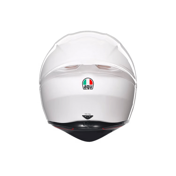 AGV K1 S White Helmet back view with aerodynamic shell | 6KIOM