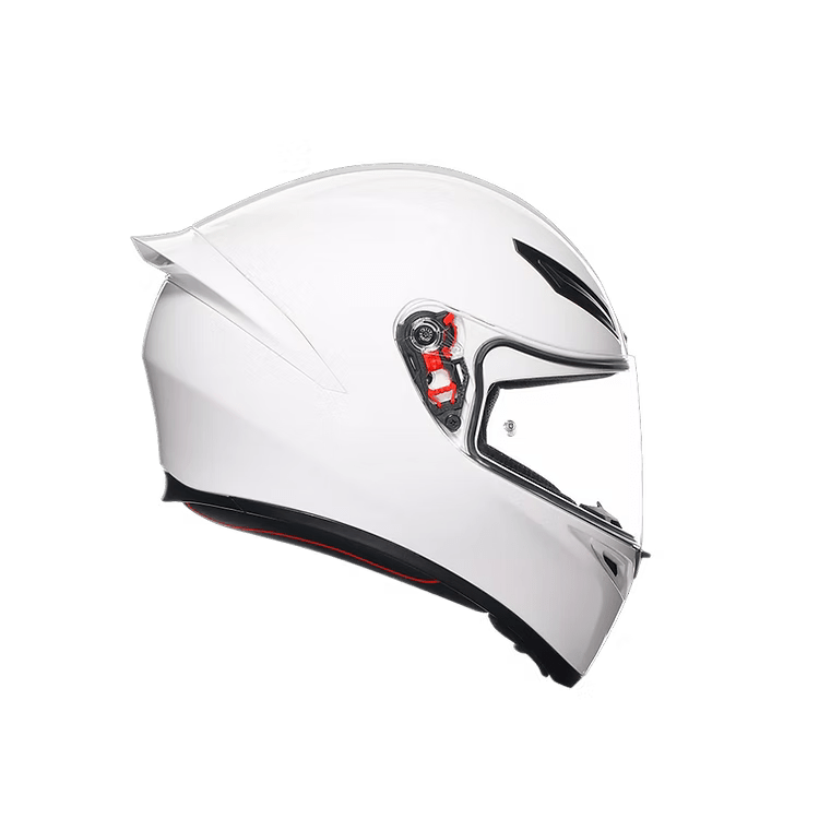AGV K1 S White Helmet side view with integrated Aero Spoiler | 6KIOM