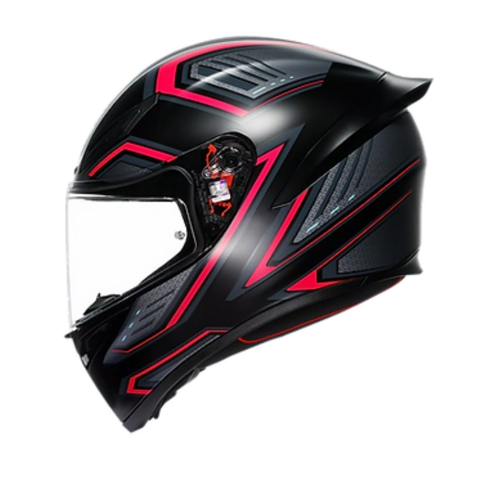 AGV K1 S Sling Helmet side view in Matt Black Pink with Aero Spoiler | 6KIOM
