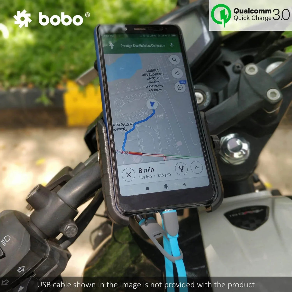 BOBO BM1 Jaw - Grip Motorcycle Mobile Mount with fast USB 3.0 charger - 6KIOMMobile Mounts & Chargers