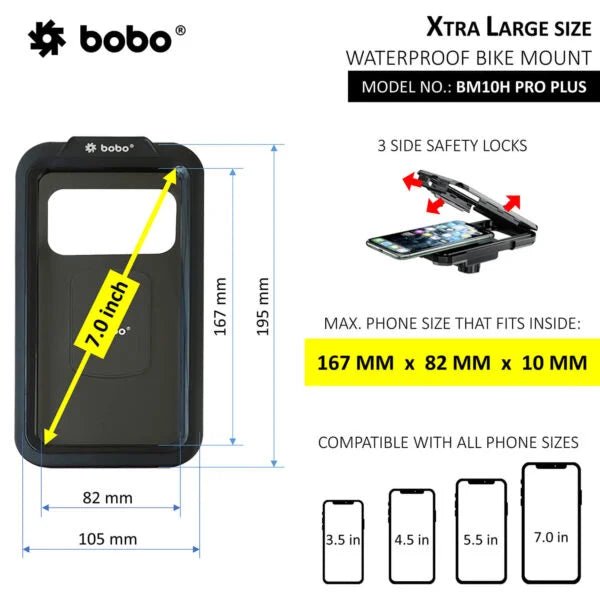 BOBO BM10H PRO PLUS Fully Waterproof Motorcycle Mobile Mount - 6KIOMMobile Mounts & Chargers