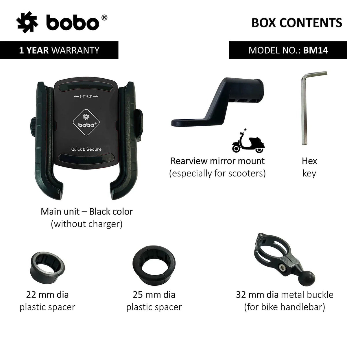 BOBO BM14 Quick Release Enhanced BM4 Bike Phone Holder for Smartphones - 6KIOMMobile Mounts & Chargers