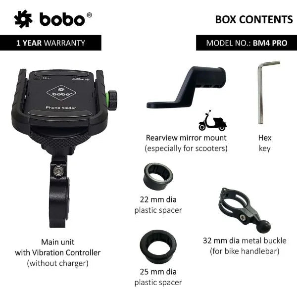 BOBO BM4 PRO Jaw - Grip Bike Phone Holder with Vibration Controller - 6KIOMMobile Mounts & Chargers