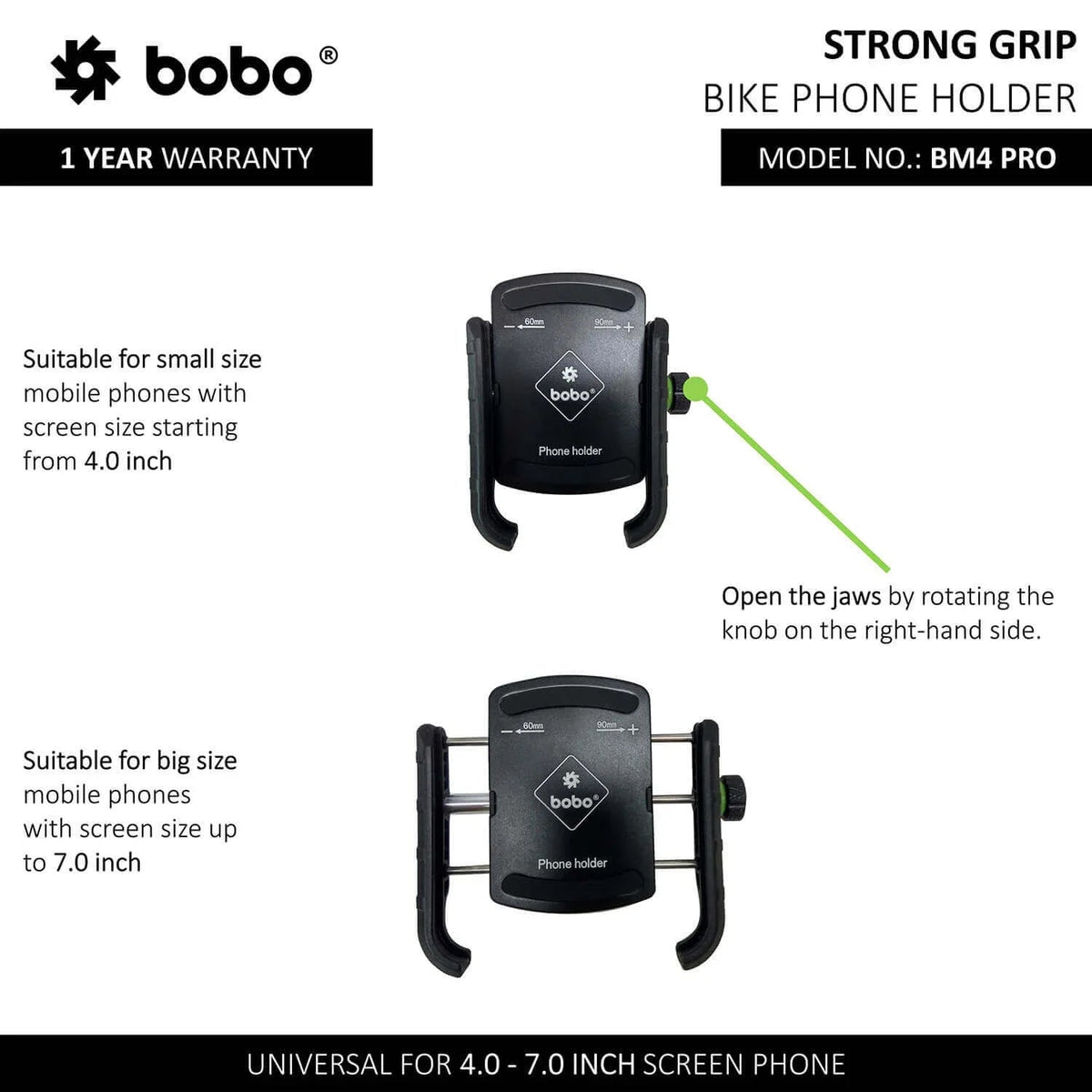 BOBO BM4 PRO Jaw - Grip Bike Phone Holder with Vibration Controller - 6KIOMMobile Mounts & Chargers