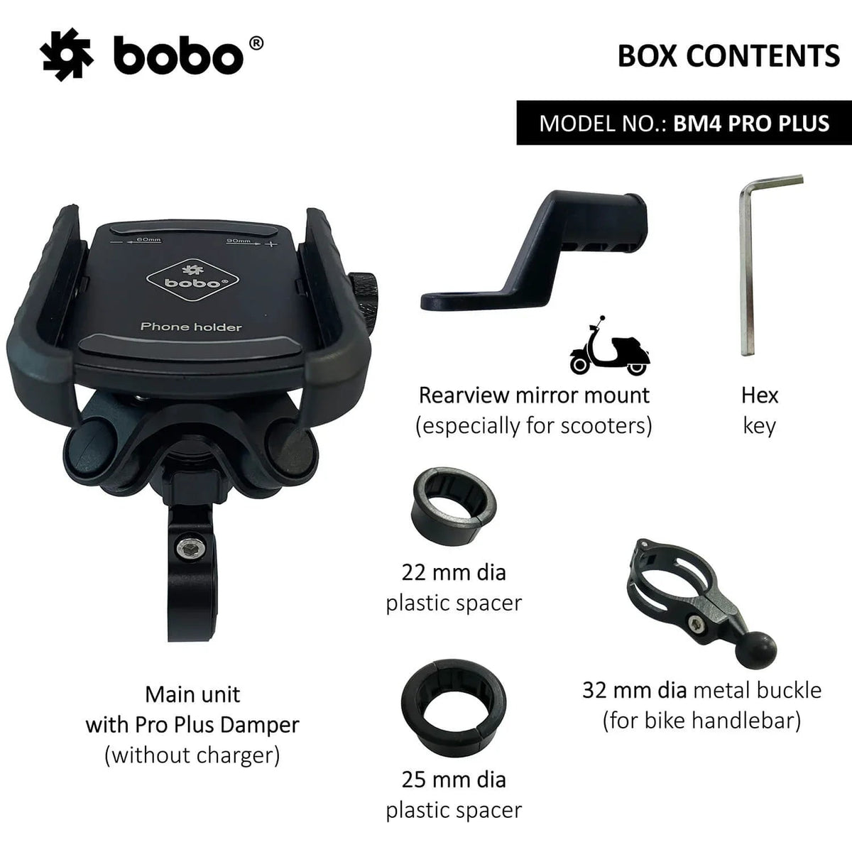 BOBO BM4 PRO PLUS Jaw - Grip Bike Phone Holder with Vibration Damper - 6KIOMMobile Mounts & Chargers
