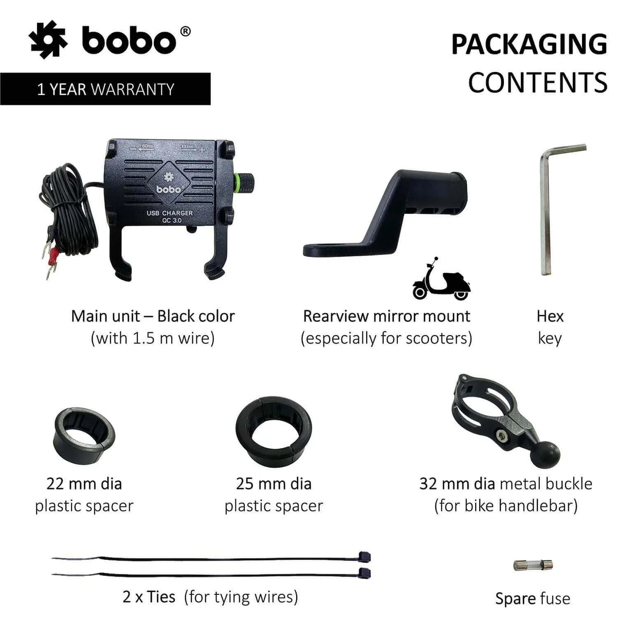 Bobo BM5 Claw Grip Aluminium with fast USB 3.0 Charger - 6KIOMMobile Mounts & Chargers