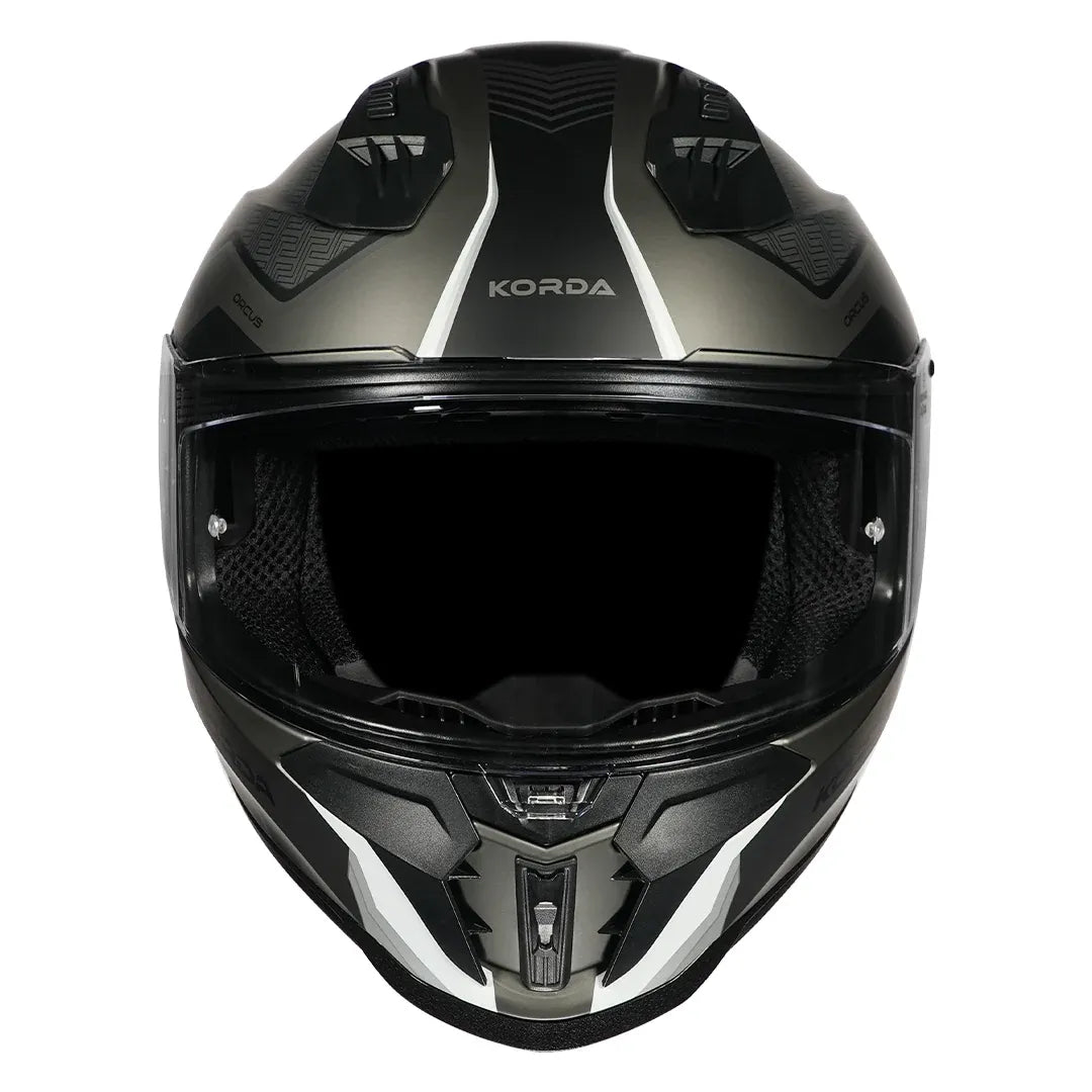 Front view of Korda EVO Orcus helmet in matt grey