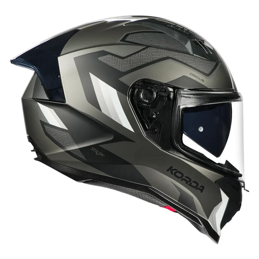Korda EVO Orcus helmet matt grey showing dual visor system